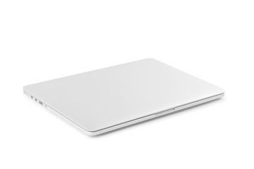 Closed laptop isolated on a white background, clipping path insi