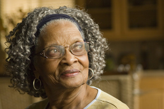 Senior African American woman at home