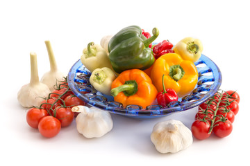 Paprika, Tomaten und Knoblauch