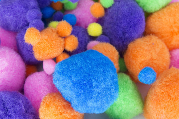 This is a photograph of Fluffy colorful craft Pom Poms