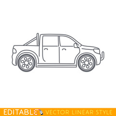 Fototapeta premium Pickup truck. Editable vector icon in linear style.