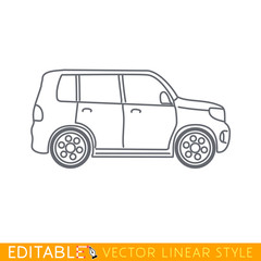 Minivan. Editable vector icon in linear style.