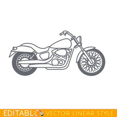 Cruiser motorcycle. Editable vector icon in linear style.