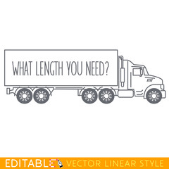 Semi Truck Side View. Editable vector icon in linear style.
