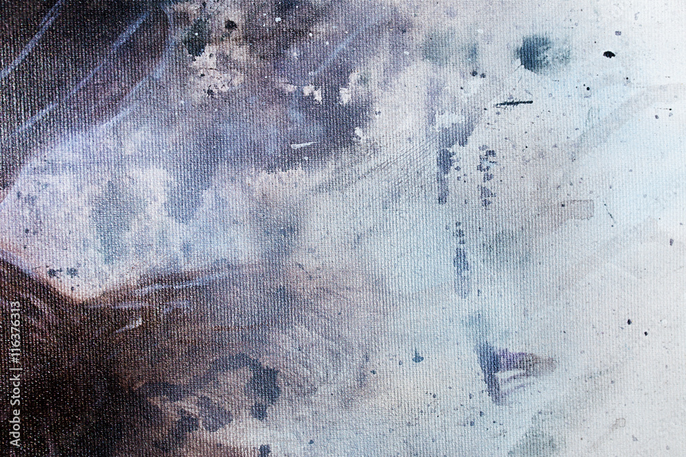 Poster abstract painting with blurry and stained structure. painting on canvas.