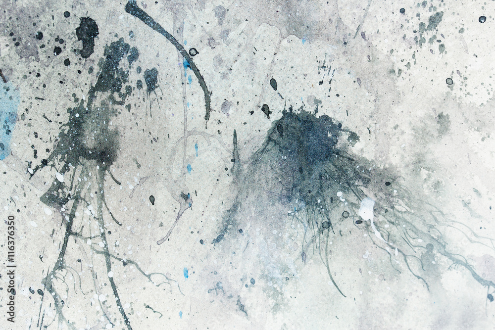 Poster abstract painting with blurry and stained structure.