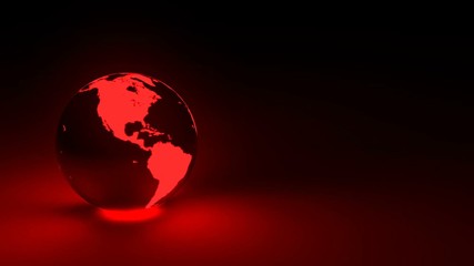 3d rendered animation of red earth globe in the dark. Looped animation