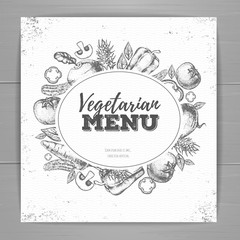 Vintage vegetarian menu design. Document template