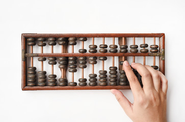 Vintage abacus on white background