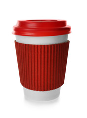Paper cup of coffee isolated on white