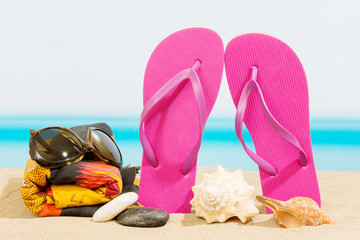Flip flops on the beach