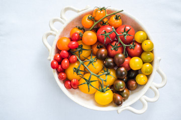 bowl with fresh assorted tomatoes