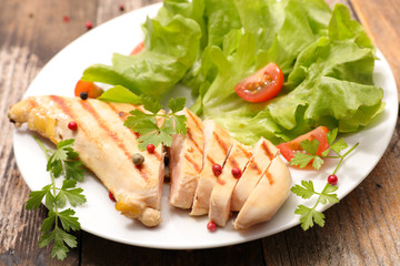 fried chicken and salad