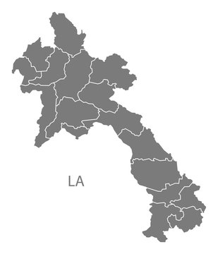 Laos provinces Map grey