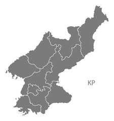North Korea provinces Map grey