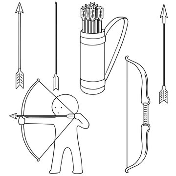 vector set of bow and arrow