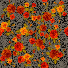 Leopard skin and roses pattern