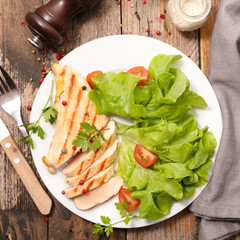 fried chicken and salad