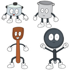 vector set of kitchen tool cartoon