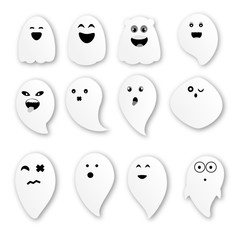 Cute ghosts on white background
