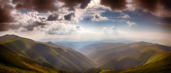 Panoramic from Polonina Borzava (Carpathians, Ukraine 2016)