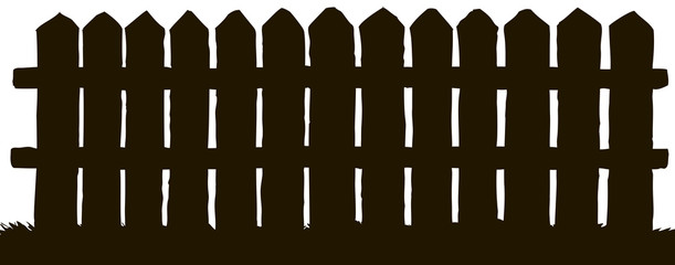 Vector engraving. Wooden Fence