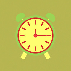 Flat design analog alarm clock.