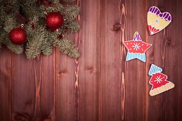 Wooden Christmas and New Year's background