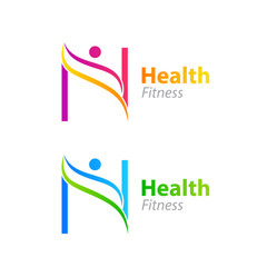Abstract letter N logo design template with Health Fitness Logo