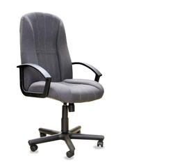 Modern office chair from grey cloth isolated over white