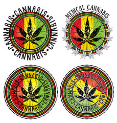 
Cannabis leaf symbol jamaican flag background
