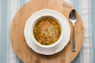 Traditional turkish chicken broth soup