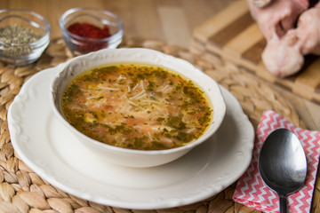 Traditional turkish chicken broth soup