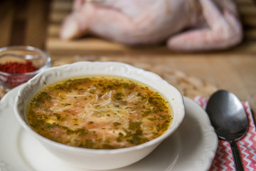 Traditional turkish chicken broth soup