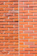 Comparing two textures, smooth and rough red brick wall backgrou