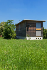 Fototapeta na wymiar Exterior modern ecological, eco house, outdoors