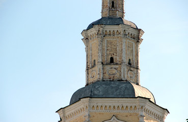 Bell tower of Spaso-Prilutsky Monastery in the Vologda city, Russia. Top part of the building