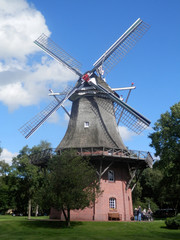 Fototapeta na wymiar Old brick windmill