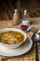 Traditional turkish chicken broth soup