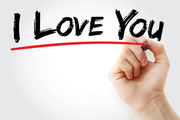 Hand writing I Love You with marker, concept background