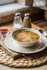 Traditional turkish chicken broth soup