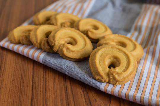 butter cookies on cloth