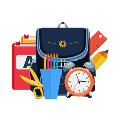 school supplies, Back to School concept, vector illustrations.