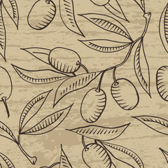 Fototapeta na wymiar Seamless pattern with Olive branch