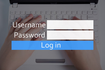 internet and account registration concept - login box