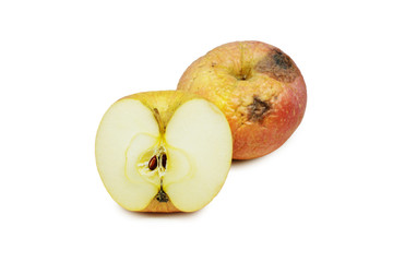 sear skin apple on white background.