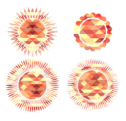 Set of icons suns consisting of polygonal elements. Vector element for your design