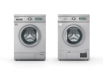 Set of washing and dryer machine on a white background. 3d illus - obrazy, fototapety, plakaty
