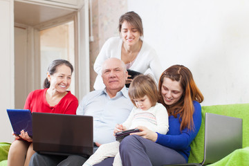 family of with portable computers