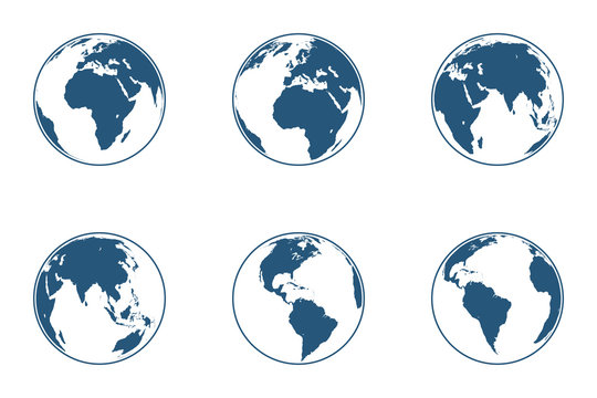 Set of high detailed vector globes. Vector illustration.